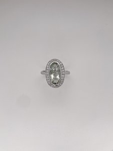 Green Amethyst and Diamond White Gold Ring - Global Diamonds