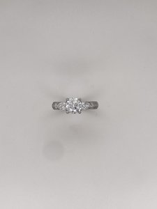 3 Stone Pear and Round Diamond Platinum Ring - Global Diamonds