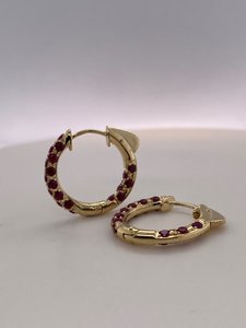 Products: Ruby and 9ct Gold Hoop Earring - Global Diamonds