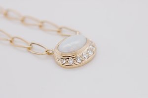 Handcrafted Opal and Diamond Pendant - Global Diamonds