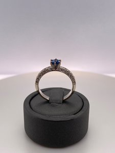 Blue Sapphire Ring With Diamond Band - Global Diamonds