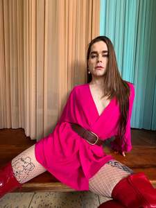 Dresses: Tokyo Mini-Robe - Hot Pink SIlk