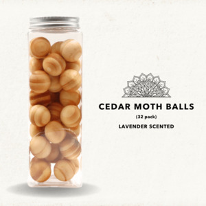 Cedar Wood Balls - Lavender Natural Moth Repellent - Pack Of 32