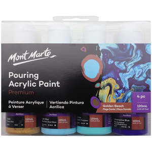 Pouring Acrylic Paint Set Premium 4pc X 120ml - Golden Beach