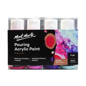 Acrylic Pouring Set: Mont Marte Pouring Acrylic Paint Set Premium 4pcs X 60ml (2oz) - Aurora