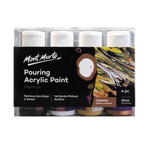 Mont Marte Pouring Acrylic Paint Set Premium 4pcs X 60ml (2oz) - Celestial