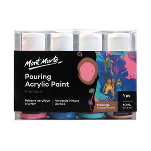 Mont Marte Pouring Acrylic Paint Set Premium 4pcs X 60ml (2oz) - Flamingo