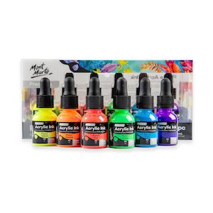 Art And Craft: Fluoro Acrylic Ink Premium 6pc x 20ml - Mont Marte