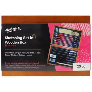 Paint Set: Sketching Set In Wooden Box 20pc - Mont Marte