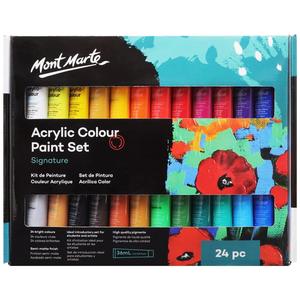 Paint Set: Acrylic Colour Paint Set 24pc X 36ml - Mont Marte
