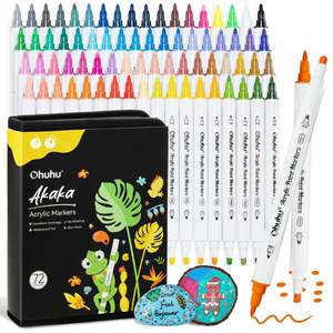 Art Supplies: Ohuhu Akaka 72 Colors Cotton-core Fine and Dot Dual Tip Acrylic Paint Markers