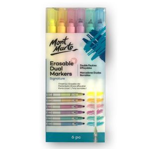 Art Supplies: Erasable Dual End Markers Signature 6pc - Mont Marte