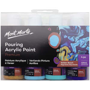Pouring Acrylic Paint Set Premium 4pc x 120ml - Golden Beach