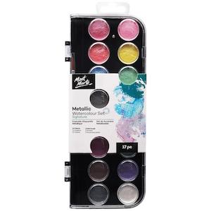 Watercolor Paints: Metallic Watercolour Cake Set Signature 17pc - Mont Marte