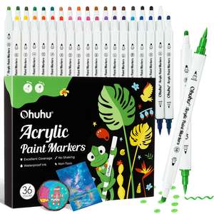 Art Supplies: Ohuhu Acrylic Paint Markers 36 Colours, Brush & Dot