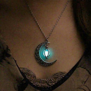 Jewelry Watches: Creative Luminous Moon Pumpkin Creative Pendant Necklace