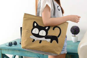 Bags Shoes: Cat Canvas Shoulder Bag