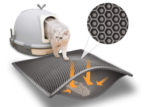 Home Garden Furniture: Pet Cat Dog Kennel Double-layer Can Be Wash Folded Cat Litter Mat Pet Cleaning
