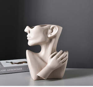 Home Garden Furniture: Modern Nordic Style Creative Portrait Vase Human Head Flower Vases Decorative Ornaments Resin Home Flowers Art Decor