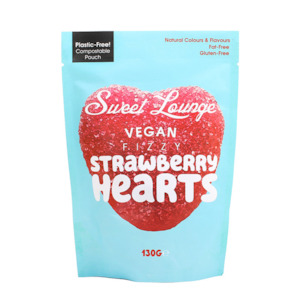 Dairy Free: Sweet Lounge Vegan Fizzy Strawberry Hearts 130g