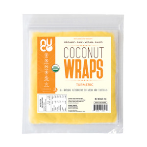 Bread Buns Wraps: Nuco Organic Raw Coconut Wraps Turmeric 70g (5x14g)