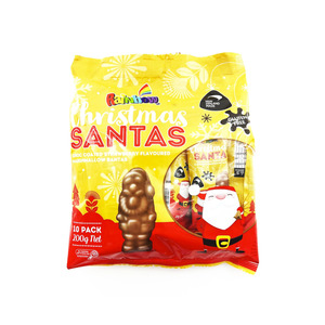On Sale: Rainbow Christmas Santas 200g 10pk