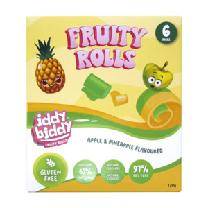Snacks: Iddy Biddy Fruity Rolls Apple & Pineapple Fruity Rolls 6 x 20g
