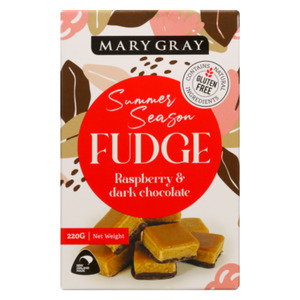 Sweets Treats: Mary Gray Summer Season Raspberry & Dark Chocolate Fudge 220g