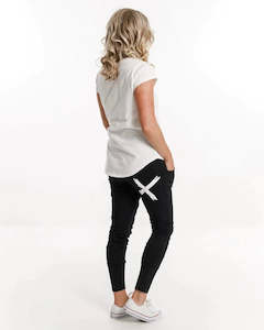 Home Lee: Apartment Pants - Black with Single White X