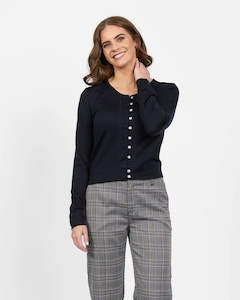Merino Cropped Cardi - Black