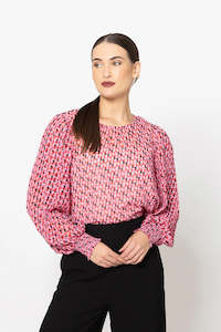 Winsome Blouse - Cherry Geo