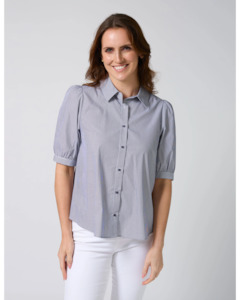 Asha Blouse - Navy White Stripe