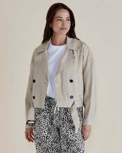 Coats: Adaline Crop Trench Jacket - Beige