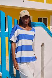 Size 18 Plus: Jardin Stripe TShirt - Azul