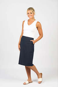 Flat Front Pull On Skirt - Ink