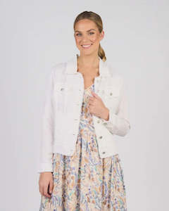 Linen Jacket with Frayed Seams - White