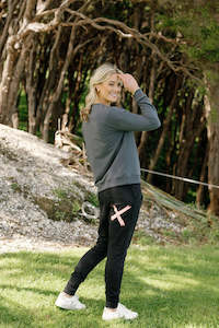 Home Lee: Apartment Pants - Black with Blossom Berry X