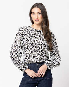 Gratitude Top - Sage Leopard