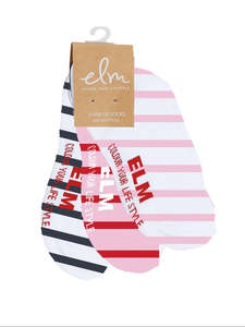 Elm: No show Socks / Stripe/ 3 pack