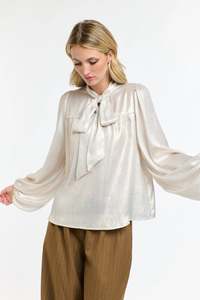 365 Days: Summer Pussy Bow Top/ Champagne