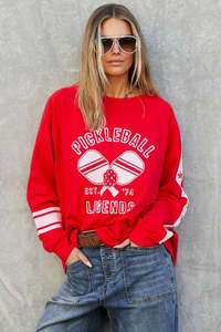Tops: Pickleball L/S Tee - Red
