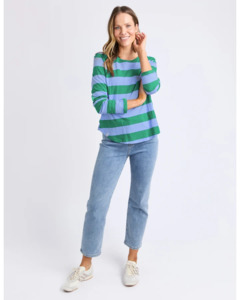 Spritz Stripe L/S Tee / Turquoise & Light Blue Stripe