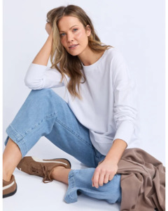 Farrah Long Sleeve Top / White