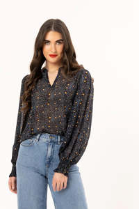 Movement L/S Blouse/ Navy Dream