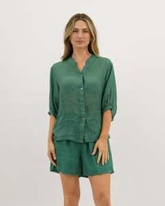 Aurora Linen Shirt - Emerald