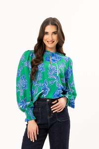 Leila Luca: Movement Blouse/ Blue Bloom
