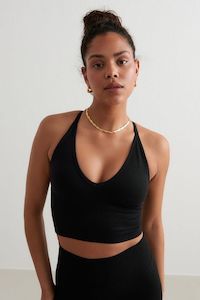 Aimn: Shape Seamless Cross Back Bralette | Black