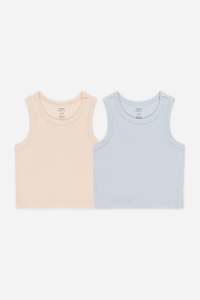 Girls Kids Clothing: Ribbed Tank Set | Shell/ Light Blue