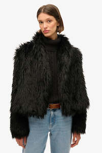 Superdry: Short Faux Fur Coat | Long Black