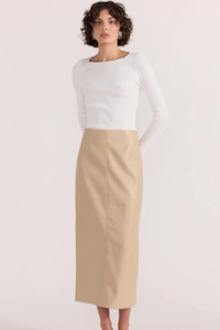Mira Faux Lather Midi Skirt